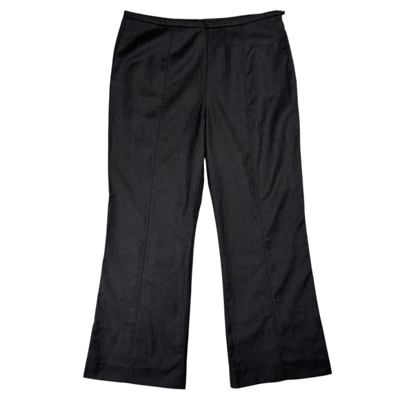 J.CREW 100% Wool Dress Pants Size‎ 10 Dark Gray Pinstripe Wide Leg Trouser Y2K - Picture 1 of 14